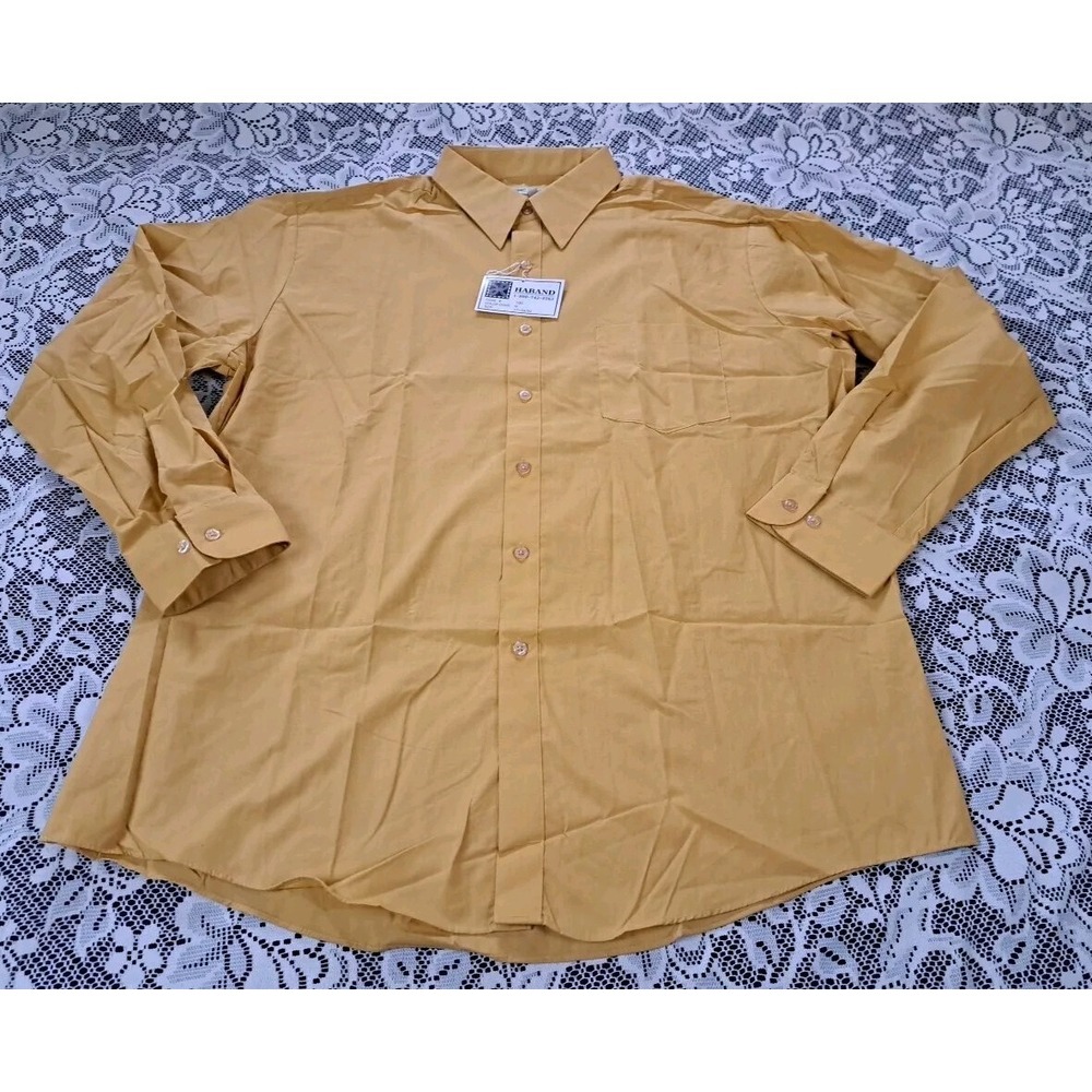 Haband Shirt Size 17 34/35 Gold Color Long Sleeve Button Up Dress Office NWT